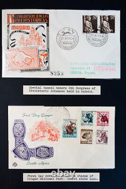 Collection de couvertures de timbres annulés d'animaux rares du monde entier 150+ dans un album