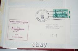 Collection de près de 300 enveloppes de premier vol des États-Unis 1959-1989 stockées dans un album photo