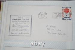 Collection de près de 300 enveloppes de premier vol des États-Unis 1959-1989 stockées dans un album photo