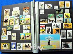 Collection de timbres Chats du Monde Races Félines Chiens Album thématique 800+ MNH