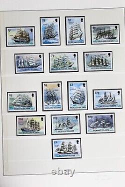 Collection de timbres MNH des îles Falkland dans l'album Lindner