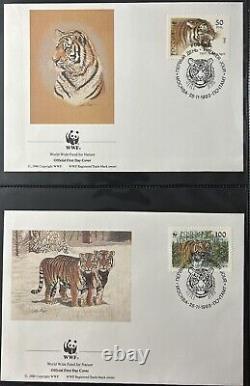 Collection de timbres WWF Conservation présentée dans un album de luxe 100 timbres de FDC