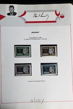 Collection de timbres World John F Kennedy JFK MNH dans un album spécialisé