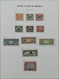 Collection de timbres américains 1893-1940, 2 albums DAVO, Columbiens, poste aérienne, Kans, Nebr