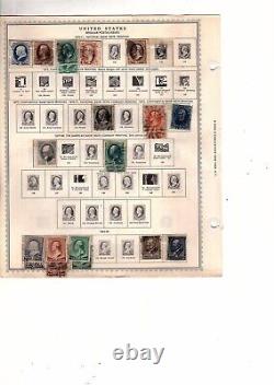 Collection de timbres américains : 22 timbres, neufs avec charnière et oblitérés, page d'album de 1870 à 1888, valeur catalogue 520,00 €, référence MB23.