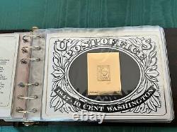 Collection de timbres classiques américains en or 23 carats avec certificat d'authenticité