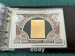 Collection de timbres classiques américains en or 23 carats avec certificat d'authenticité