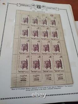 Collection de timbres d'ISRAËL sur des pages MINKUS, individuels, onglets 1961 1966. Qualité supérieure.