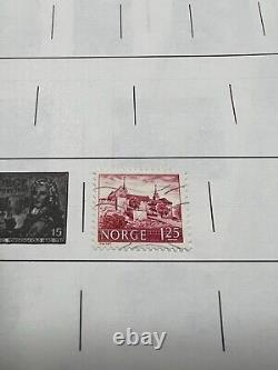 Collection de timbres de Norvège articulée sur page utilisée / articulée 12 timbres