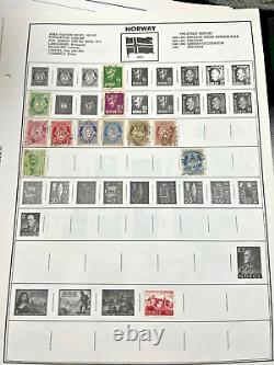 Collection de timbres de Norvège montée sur page utilisée / avec charnières 12 timbres
