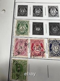 Collection de timbres de Norvège montée sur une page avec charnières / 12 timbres charnières utilisés
