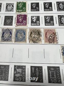 Collection de timbres de Norvège montée sur une page utilisée / charnière 12 timbres