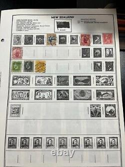 Collection de timbres de Nouvelle-Zélande montée sur page utilisée / montée 6 timbres
