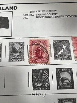 Collection de timbres de Nouvelle-Zélande montée sur une page avec charnières / 6 timbres charniérés