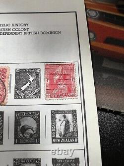 Collection de timbres de Nouvelle-Zélande montée sur une page avec charnières / 6 timbres charniérés