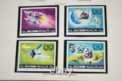 Collection de timbres de Ras Al Khaimah et Saint-Vincent JFK de plus de 110 timbres et 70 feuilles dans un album