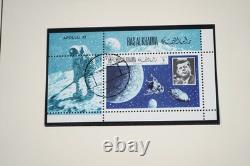 Collection de timbres de Ras Al Khaimah et Saint-Vincent JFK de plus de 110 timbres et 70 feuilles dans un album