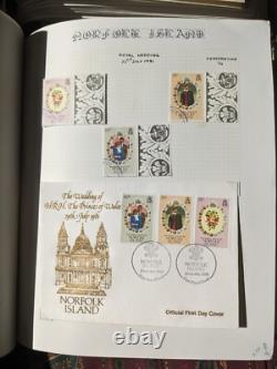 Collection de timbres de l'île Norfolk trouvée dans une succession avec des FDC dans 2 albums Lighthouse