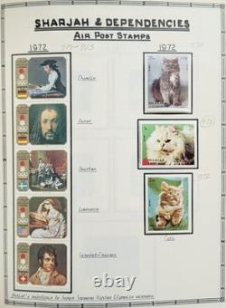Collection de timbres des États Truciaux - Album rempli principalement de timbres neufs Ajman Sharjah