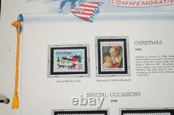 Collection de timbres des États-Unis 1988-1991 de 150 timbres principalement neufs sans charnière dans un album White Ace