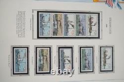 Collection de timbres des États-Unis 1988-1991 de 150 timbres principalement neufs sans charnière dans un album White Ace