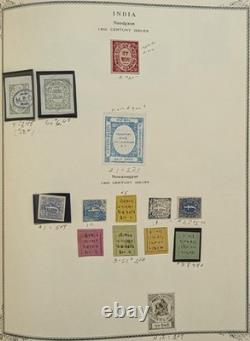 Collection de timbres des États de l’Inde du XIXe siècle, feudataires, dans un album Scott, RARE