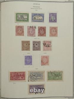 Collection de timbres des États de l’Inde du XIXe siècle, feudataires, dans un album Scott, RARE