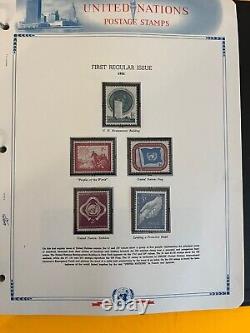 Collection de timbres des Nations Unies dans un album White Ace Pages complètes 1-42, 1951-1969