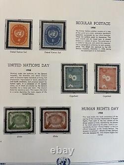 Collection de timbres des Nations Unies dans un album White Ace Pages complètes 1-42, 1951-1969