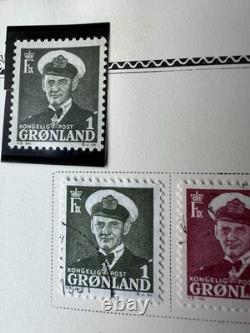 Collection de timbres du Groenland 1938-années 1970, 5 pages d’album, Pakke-Porto, oblitérés et neufs