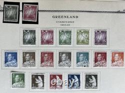 Collection de timbres du Groenland 1938-années 1970, 5 pages d’album, Pakke-Porto, oblitérés et neufs