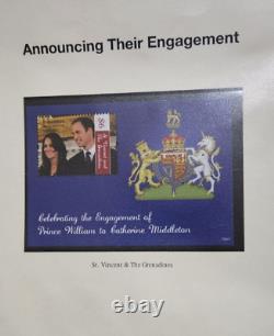 Collection de timbres du Prince William & Catherine 132 ensembles non dentelés d'occasion