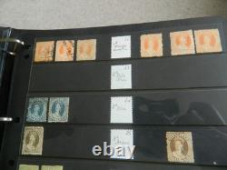 Collection de timbres du Queensland et timbres usagés sur pages Hagner dans un grand album