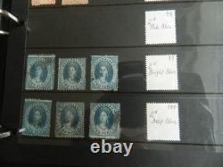Collection de timbres du Queensland et timbres usagés sur pages Hagner dans un grand album