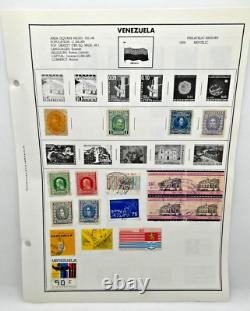 Collection de timbres du Venezuela à charnières sur page utilisée / charnières 18 timbres