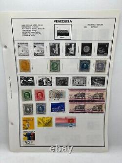 Collection de timbres du Venezuela à charnières sur page utilisée / charnières 18 timbres