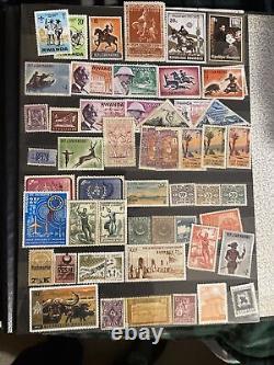 Collection de timbres du monde dans un album - tous en parfait état, la plupart neufs/sans charnière - plus de 500 timbres - 16 pages complètes