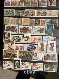 Collection de timbres du monde dans un album - tous en parfait état, la plupart neufs/sans charnière - plus de 500 timbres - 16 pages complètes