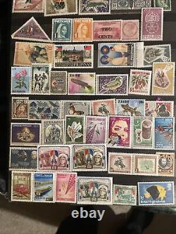 Collection de timbres du monde dans un album - tous en parfait état, la plupart neufs/sans charnière - plus de 500 timbres - 16 pages complètes