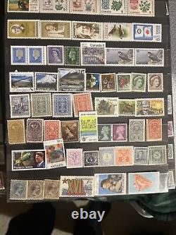 Collection de timbres du monde dans un album - tous en parfait état, la plupart neufs/sans charnière - plus de 500 timbres - 16 pages complètes