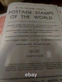Collection de timbres du monde entier dans l'album de voyage He Harris de 1952. Fascinant.