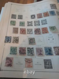 Collection de timbres du monde entier dans un album international Scott de 1933 en parfait état.