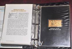 Collection de timbres en or 23 carats de Staffa Tutankhamon, 38 timbres, album Les trésors du roi Toutankhamon