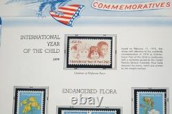 Collection de timbres neufs de 725+ et 4 feuillets des États-Unis 1979-1988 dans un album White Ace