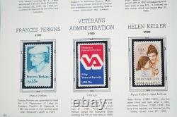 Collection de timbres neufs de 725+ et 4 feuillets des États-Unis 1979-1988 dans un album White Ace