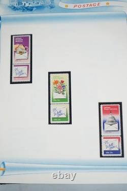 Collection de timbres neufs de 725+ et 4 feuillets des États-Unis 1979-1988 dans un album White Ace