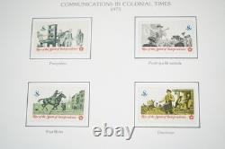 Collection de timbres neufs de plus de 400 pièces de l'ère du bicentenaire américain 1976, stockée dans un album