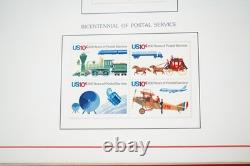 Collection de timbres neufs de plus de 400 pièces de l'ère du bicentenaire américain 1976, stockée dans un album