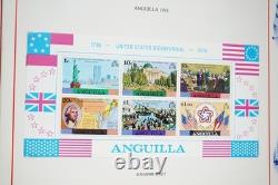 Collection de timbres neufs de plus de 400 pièces de l'ère du bicentenaire américain 1976, stockée dans un album