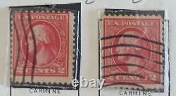 Collection de timbres-poste américains 1918-1921 sur page d'album Neuf/Utilisé